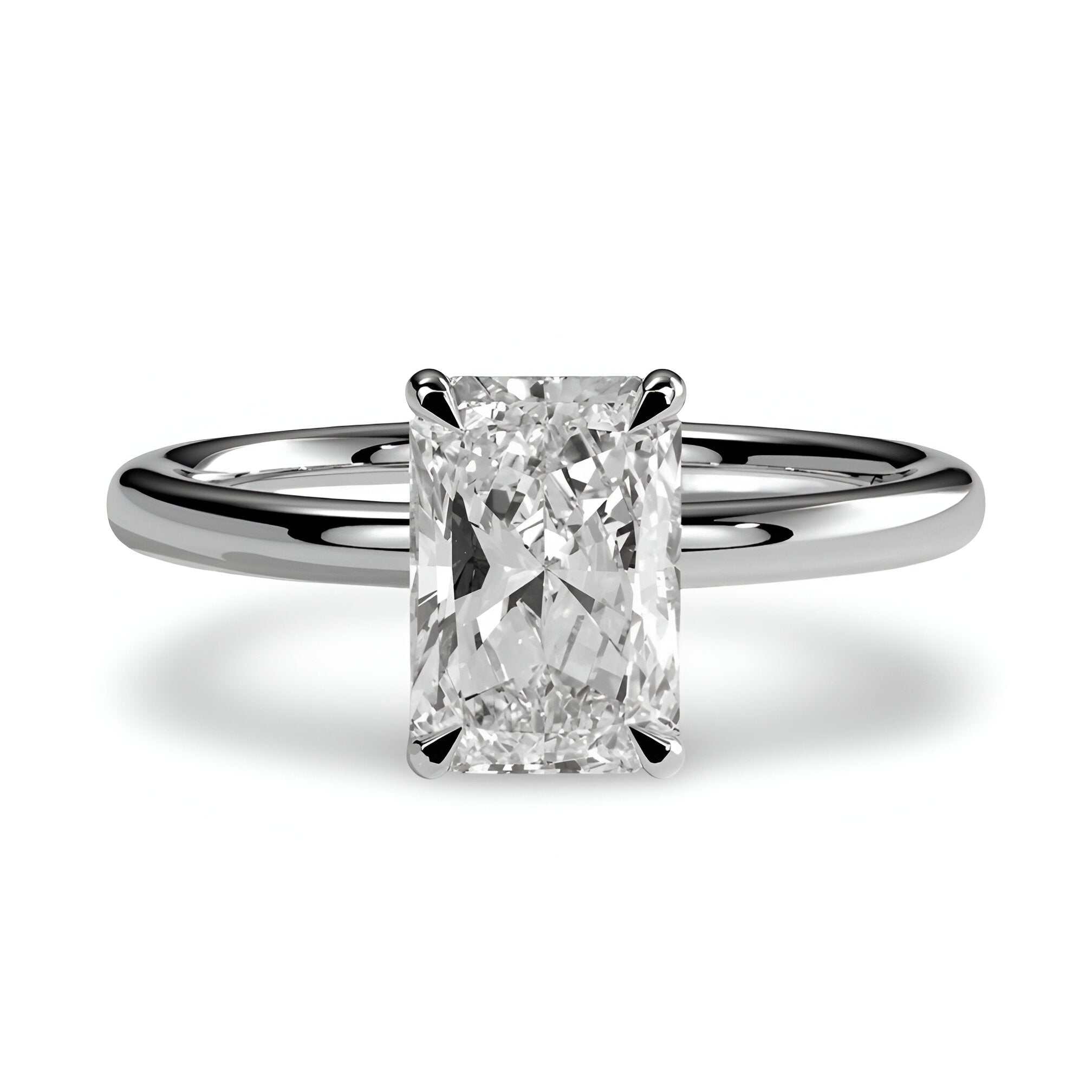 3.0CT Radiant-Cut VVS1 Solitaire Ring - Sterling Silver & White Gold