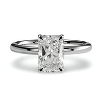 3.0CT Radiant-Cut VVS1 Solitaire Hidden Halo Ring - Sterling Silver & White Gold