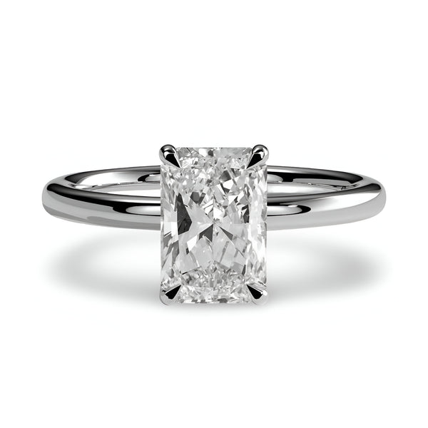 3.0CT Radiant-Cut VVS1 Solitaire Hidden Halo Ring - Sterling Silver & White Gold
