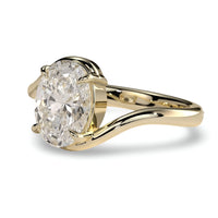 3.0ct Oval Cut Twisted Band Solitaire Ring - 9-18K Yellow Gold