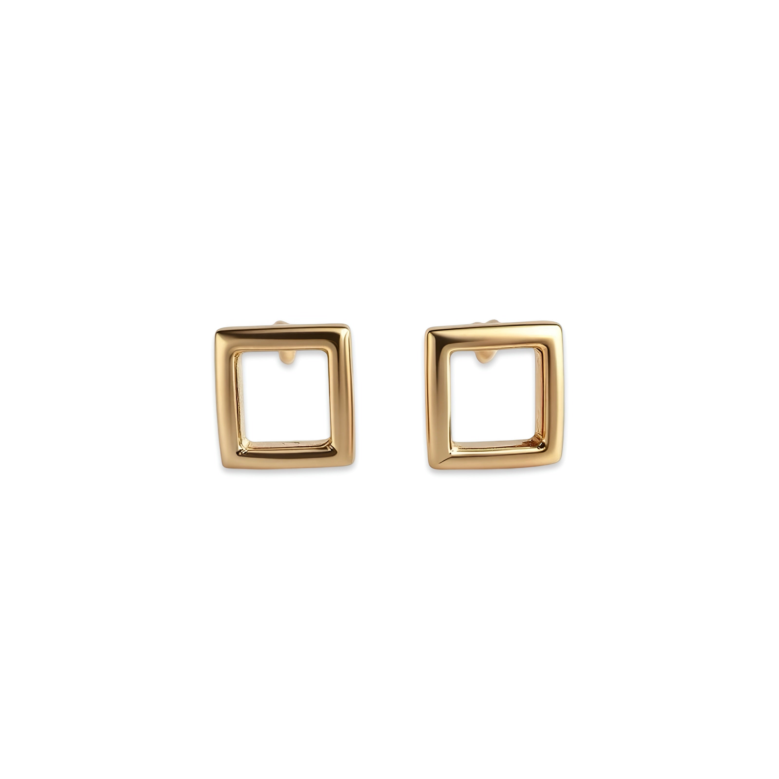 9K Yellow Gold Square Hoop Earrings – Modern Minimalist Luxury