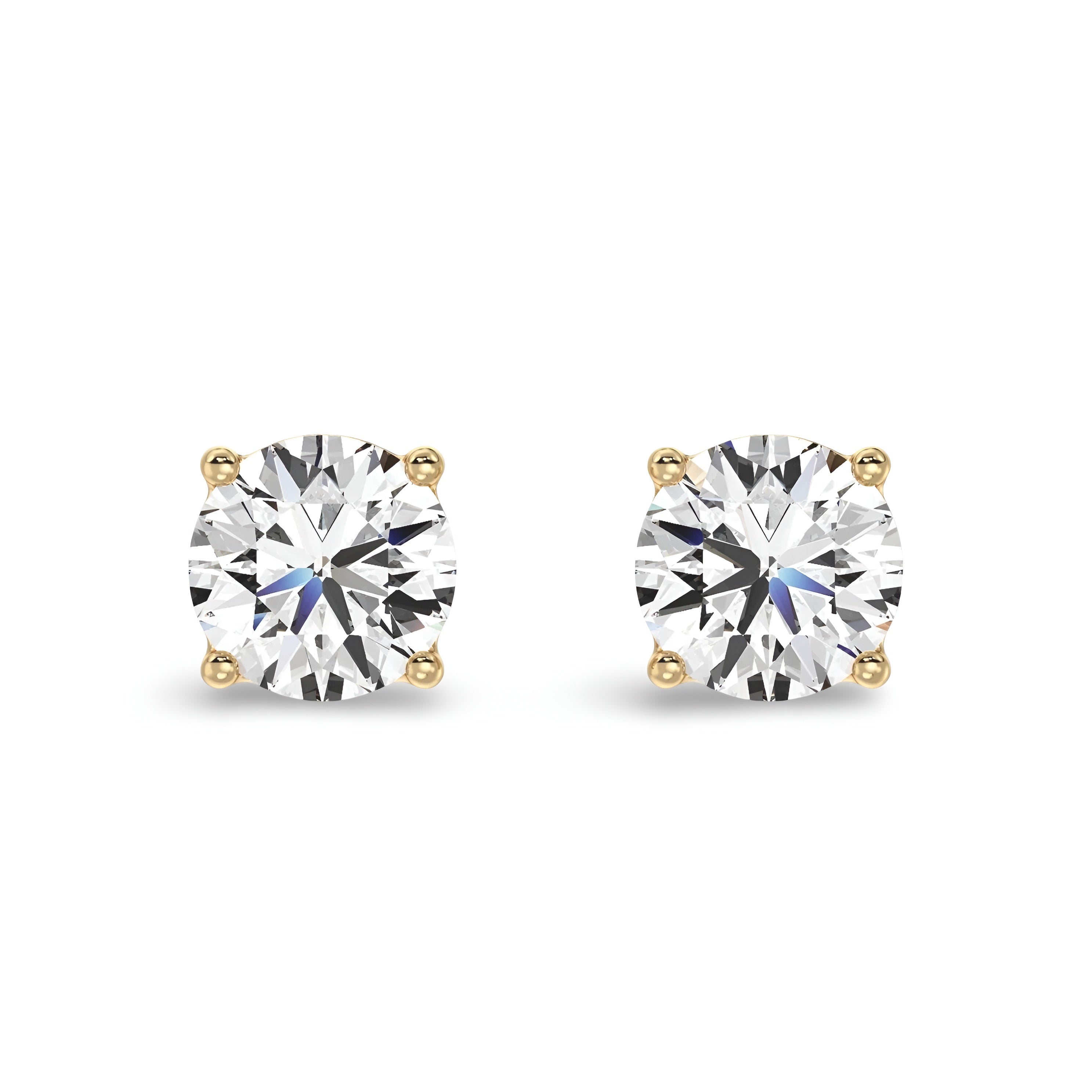 2.0ct Round Brilliant Moissanite Studs – 9K Yellow Gold