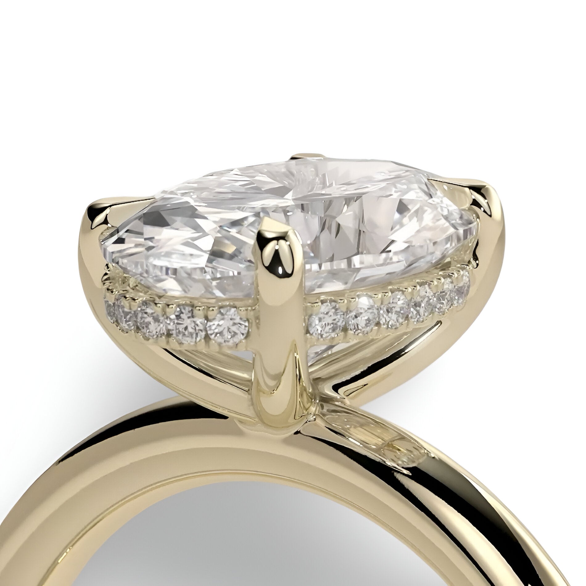 2.0ct Oval-Cut Hidden Halo Solitaire Ring
Four-Claw Setting · Solid Yellow Gold (9–18k)