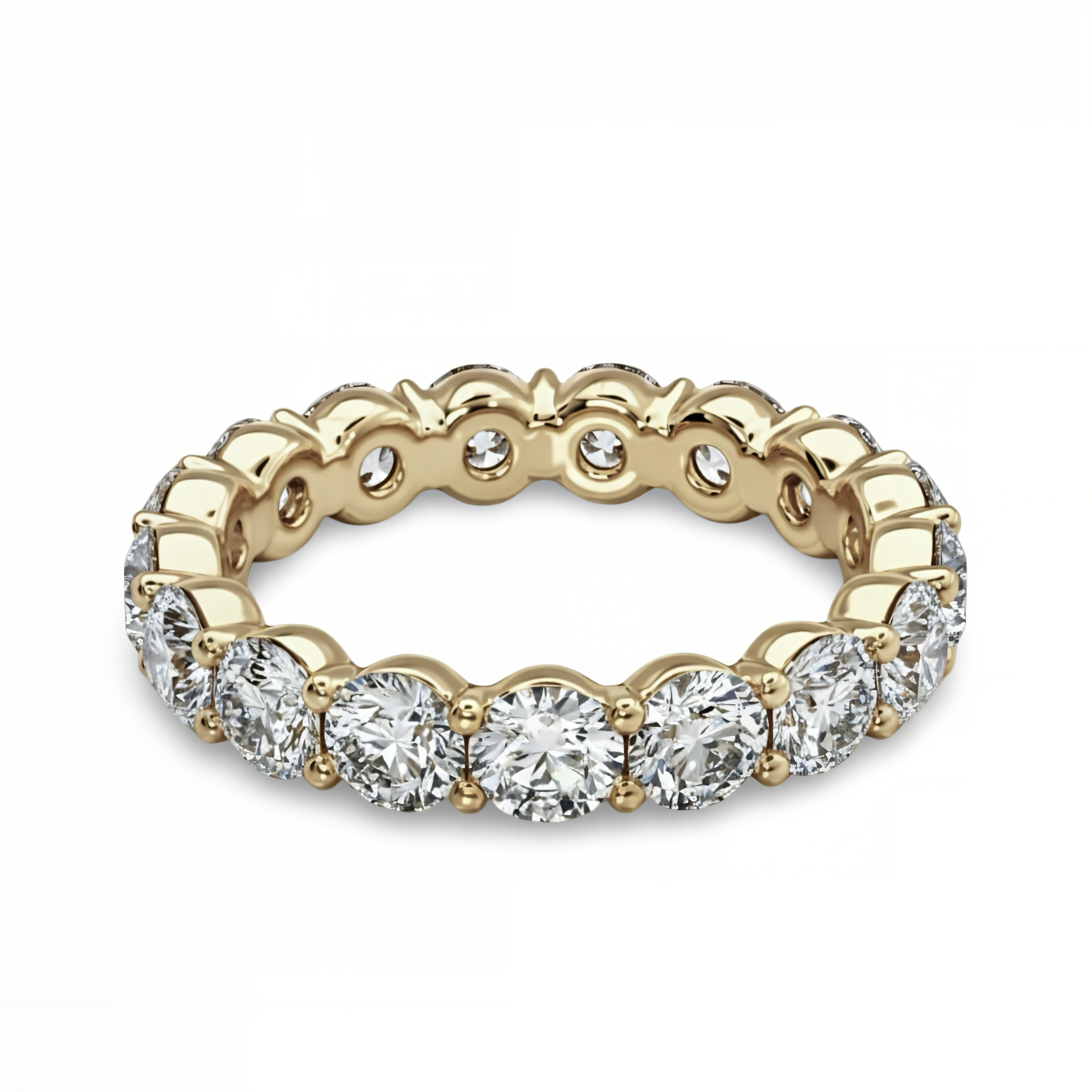 Round Brilliant Moissanite Full Eternity Band – 9K / 18K Yellow Gold
