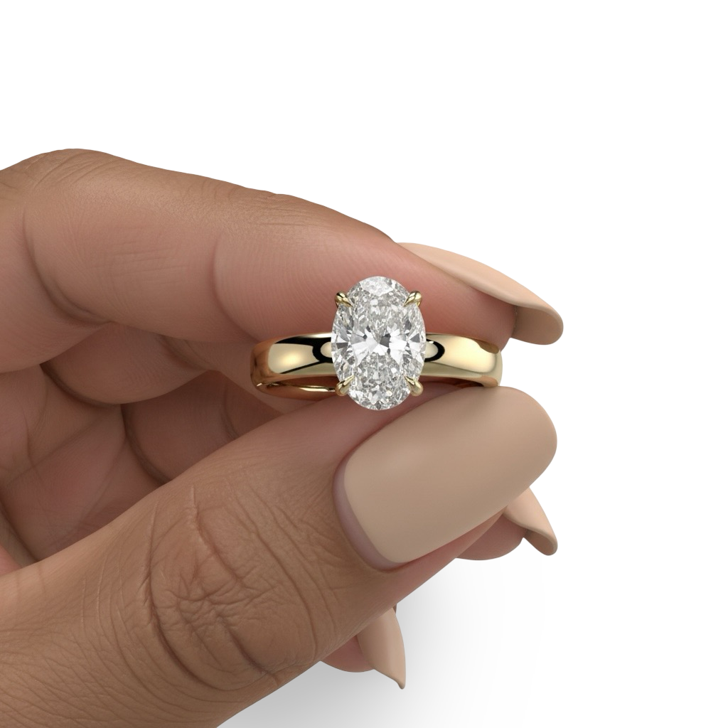 2.0ct Oval Cut Hidden Halo Solitaire Ring – 3.5mm Band