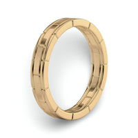 MG NOVO 3mm Geometric Block-Engraved Yellow Gold Band