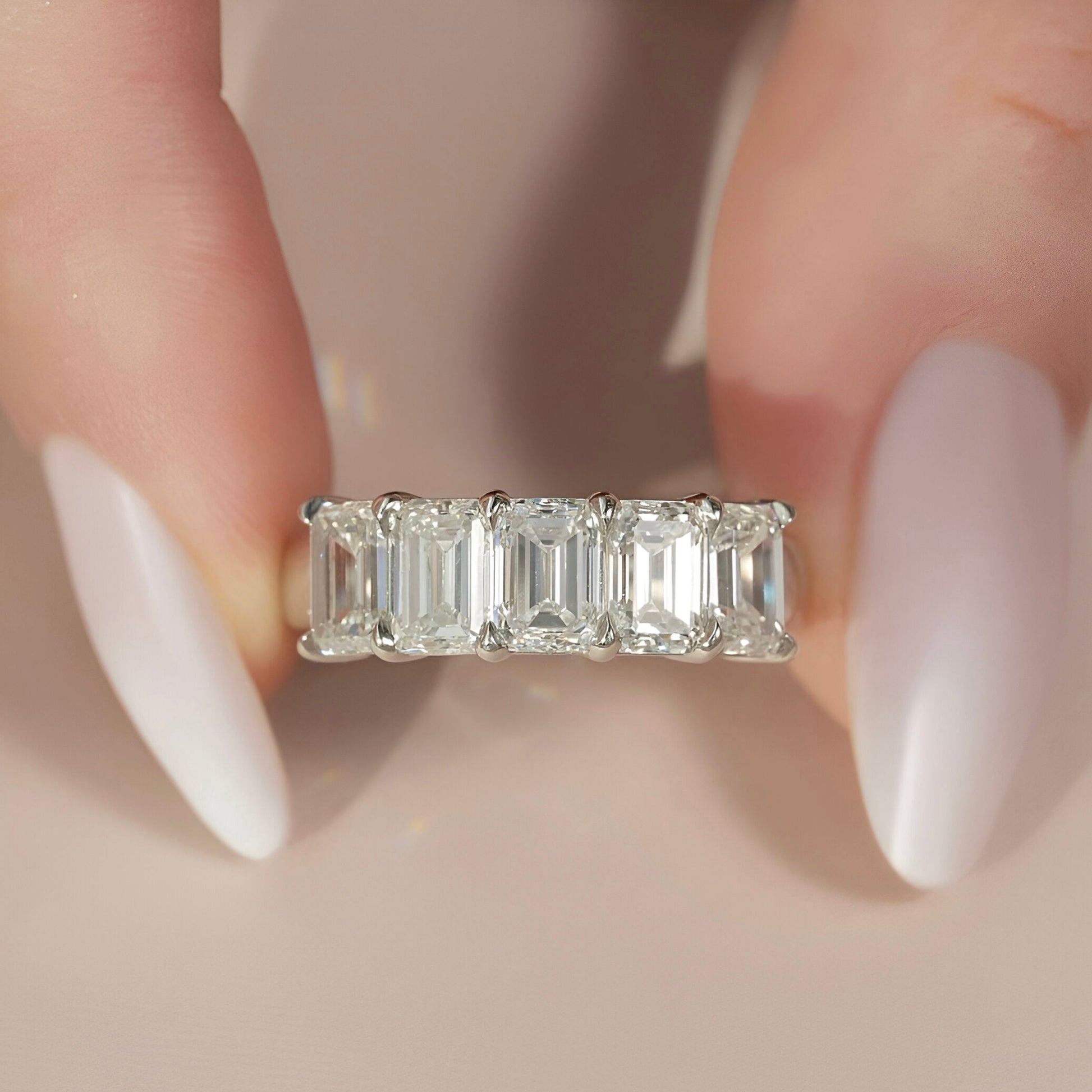 Elysian Edge | Emerald Half Eternity Ring in Sterling Silver MG Essence