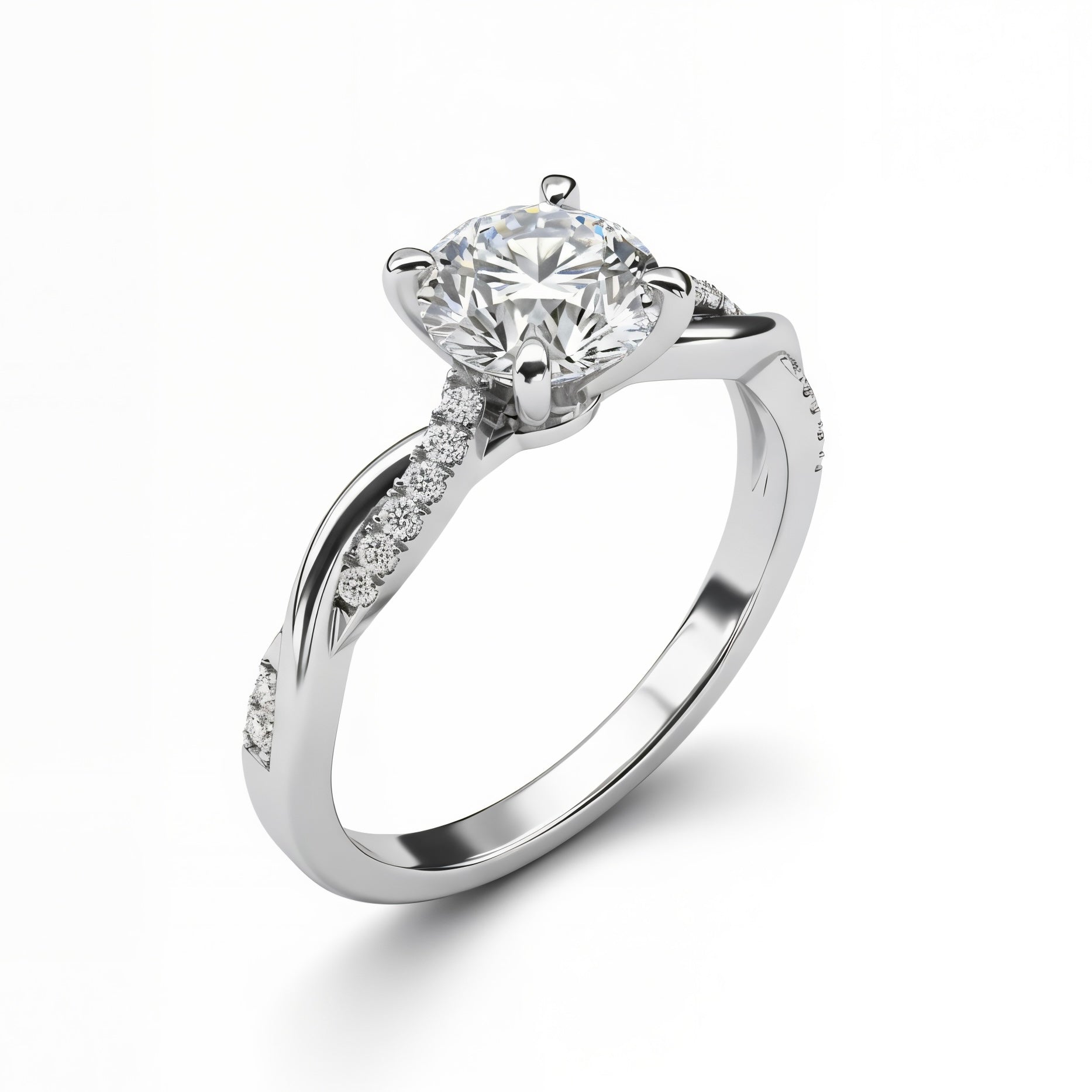 Twisted Pavé Solitaire Ring