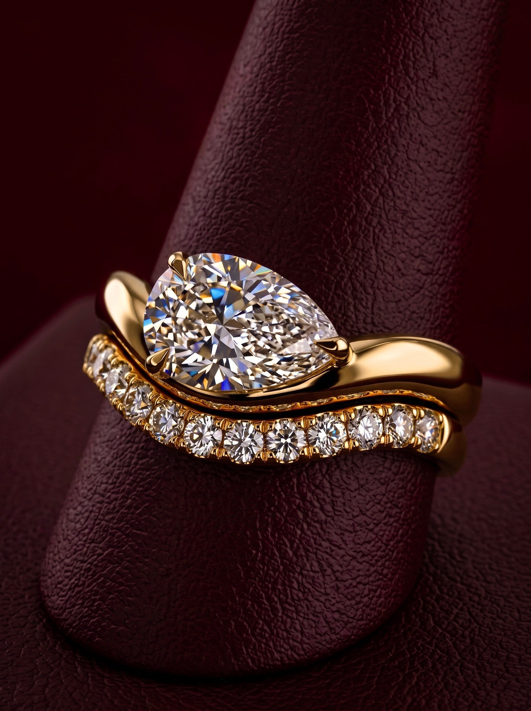 2.0ct East-West Pear Cut Solitaire Ring