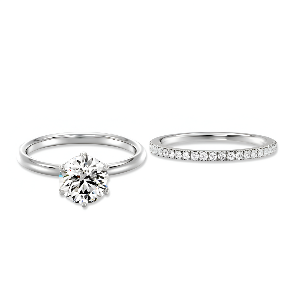 3.0ct Round Brilliant Solitaire Ring with Pavé Band MG ESSENCE