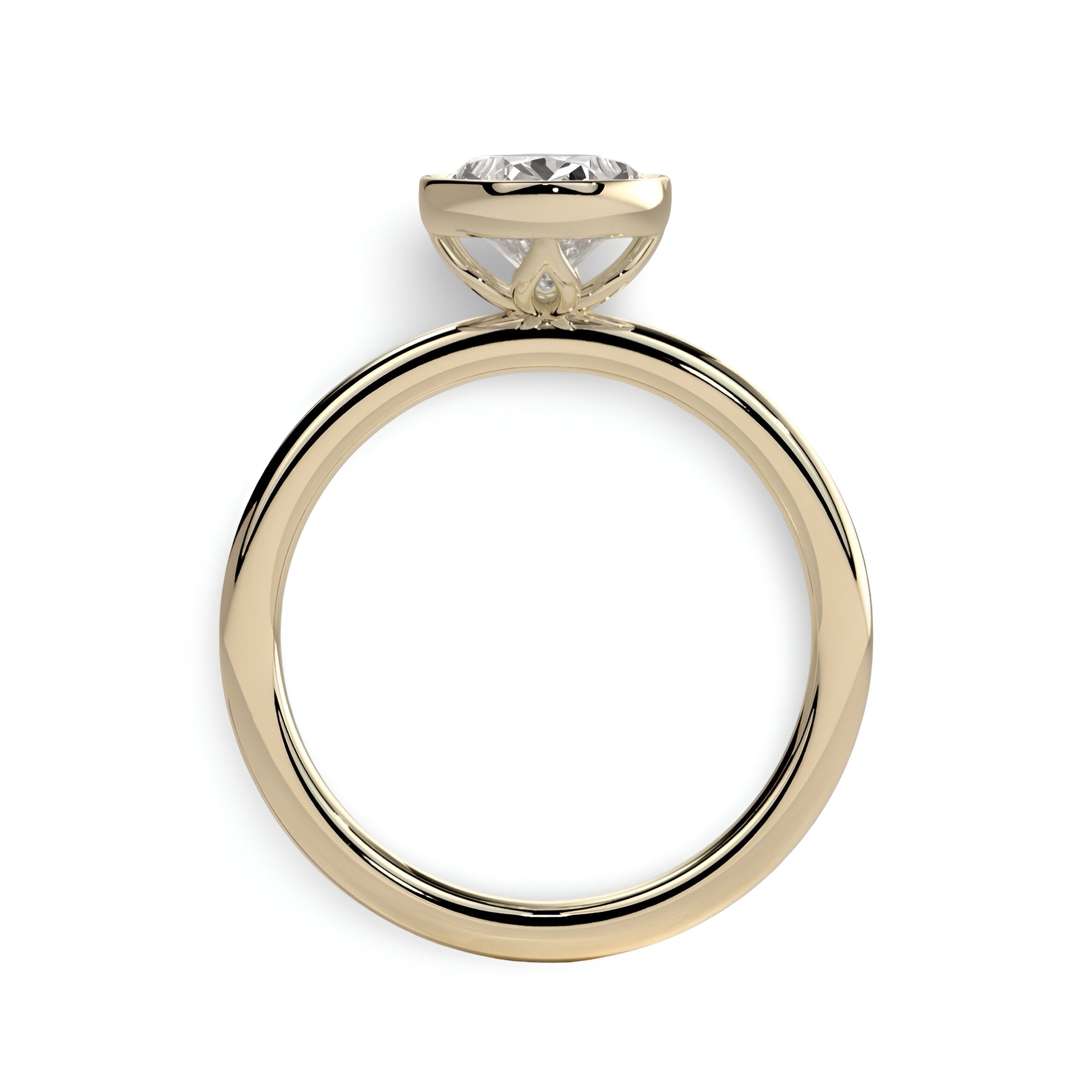2.0 Ct Oval Bezel Ring with Petal Gallery – 9–18K Yellow Gold