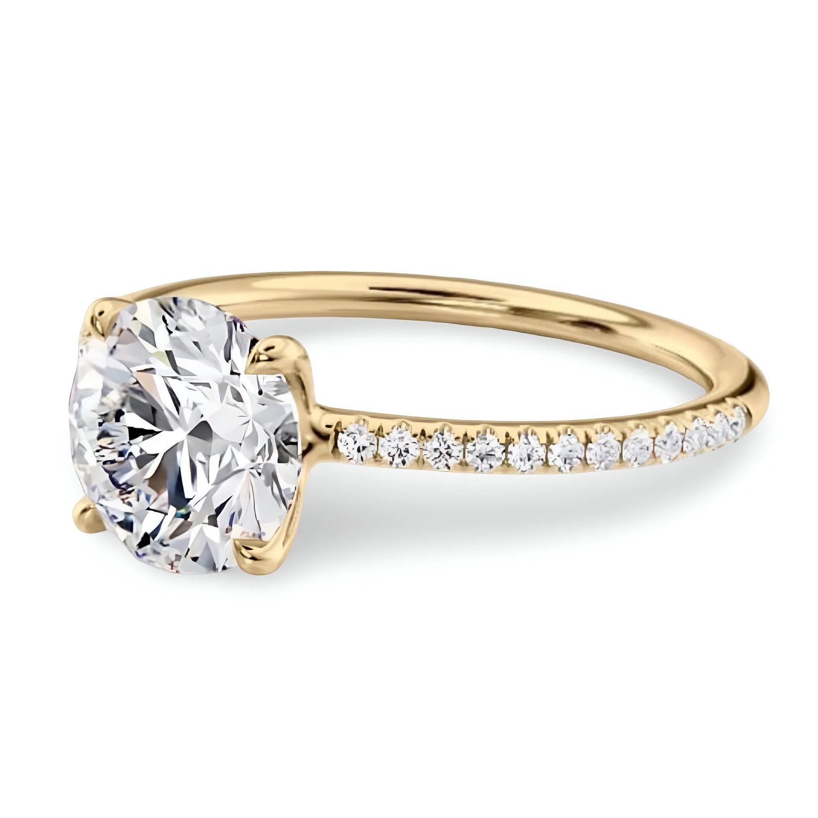 2.0CT Round Brilliant Ring Set in Pavé