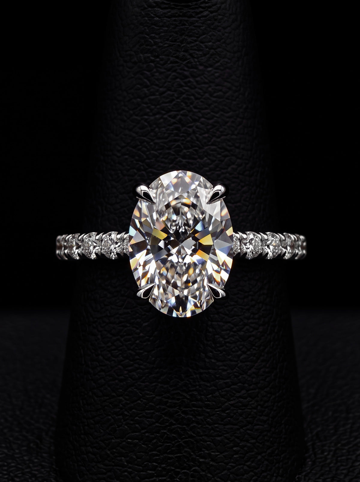 2.0CT Oval Cut Hidden Halo Pavé Engagement Ring - Sterling Silver & 9-14K White Gold MG ESSENCE