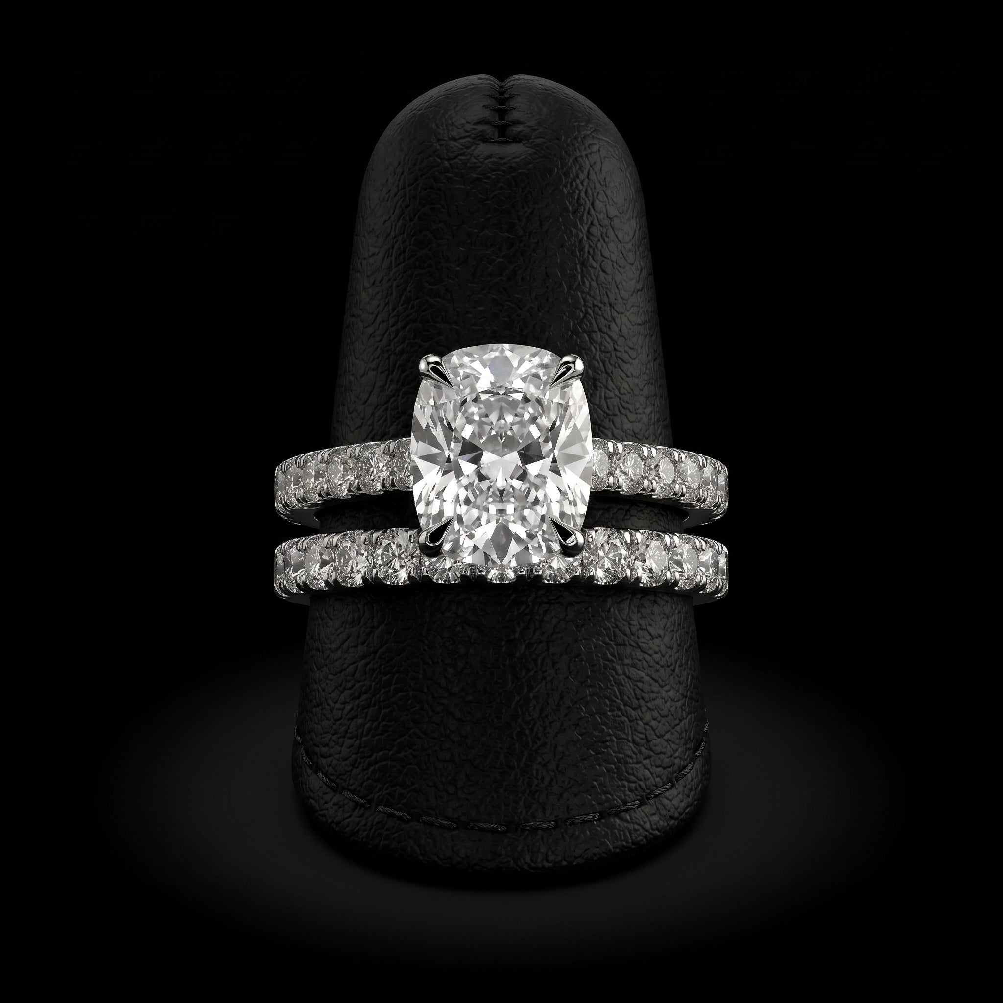 3.0CT CUSHION CUT HIDDEN HALO PAVÉ ENGAGEMENT RING