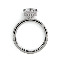 2.0 Ct Round Brilliant Moissanite Ring – 5 Eagle Claw Prongs with Hidden Halo & Pavé Band | Sterling Silver & 9–14K White Gold
