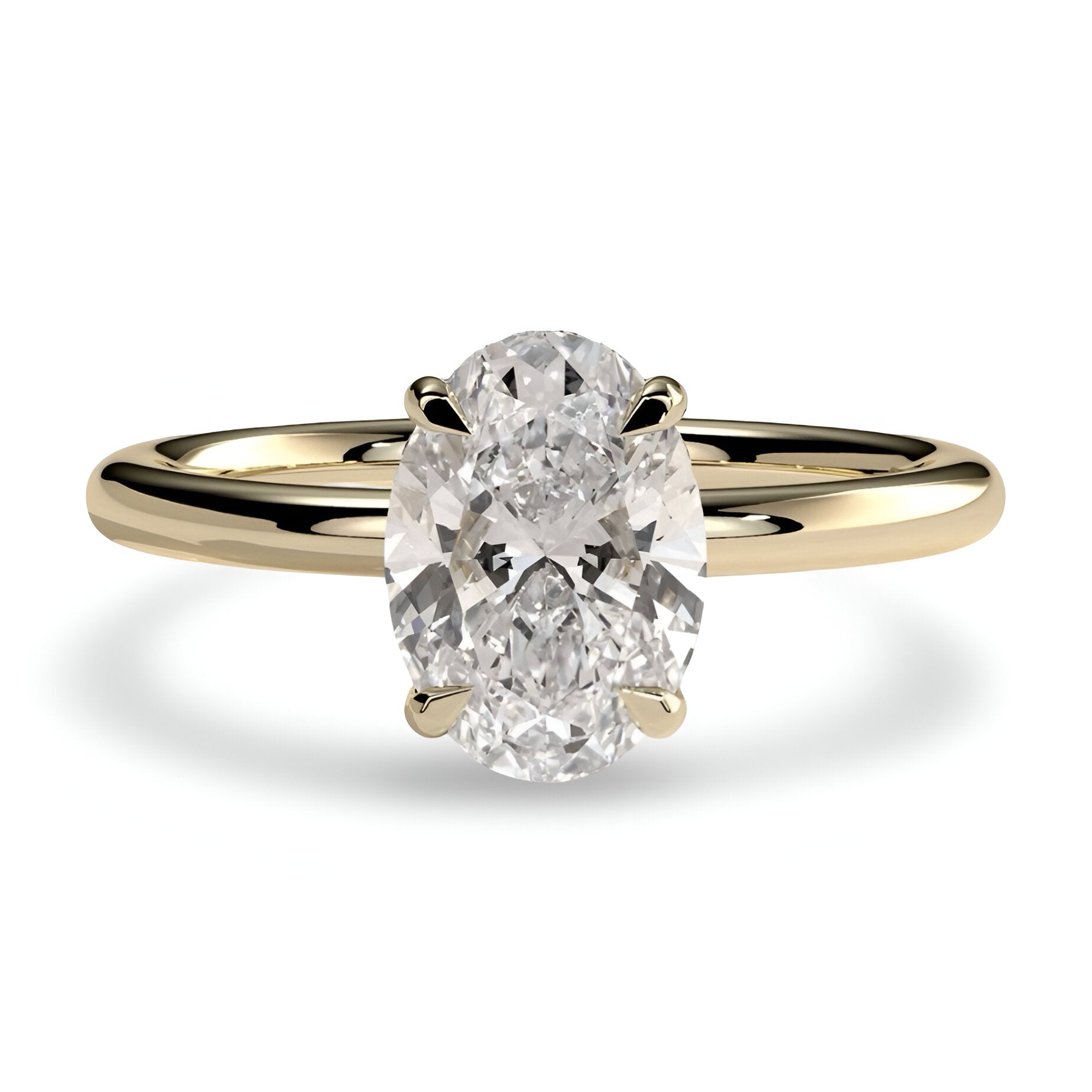 2.0ct Oval-Cut Hidden Halo Solitaire Ring
Four-Claw Setting · Solid Yellow Gold (9–18k)