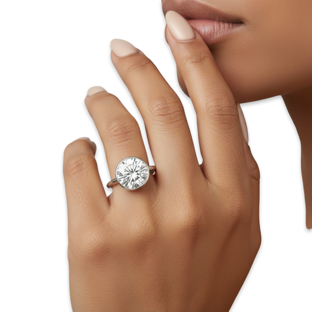 3.0ct Round Brilliant Bezel-Set Solitaire Ring