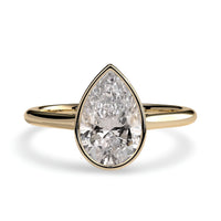 2.0ct Pear Cut Bezel Set Engagement Ring – 9K / 14K / 18K Yellow Gold