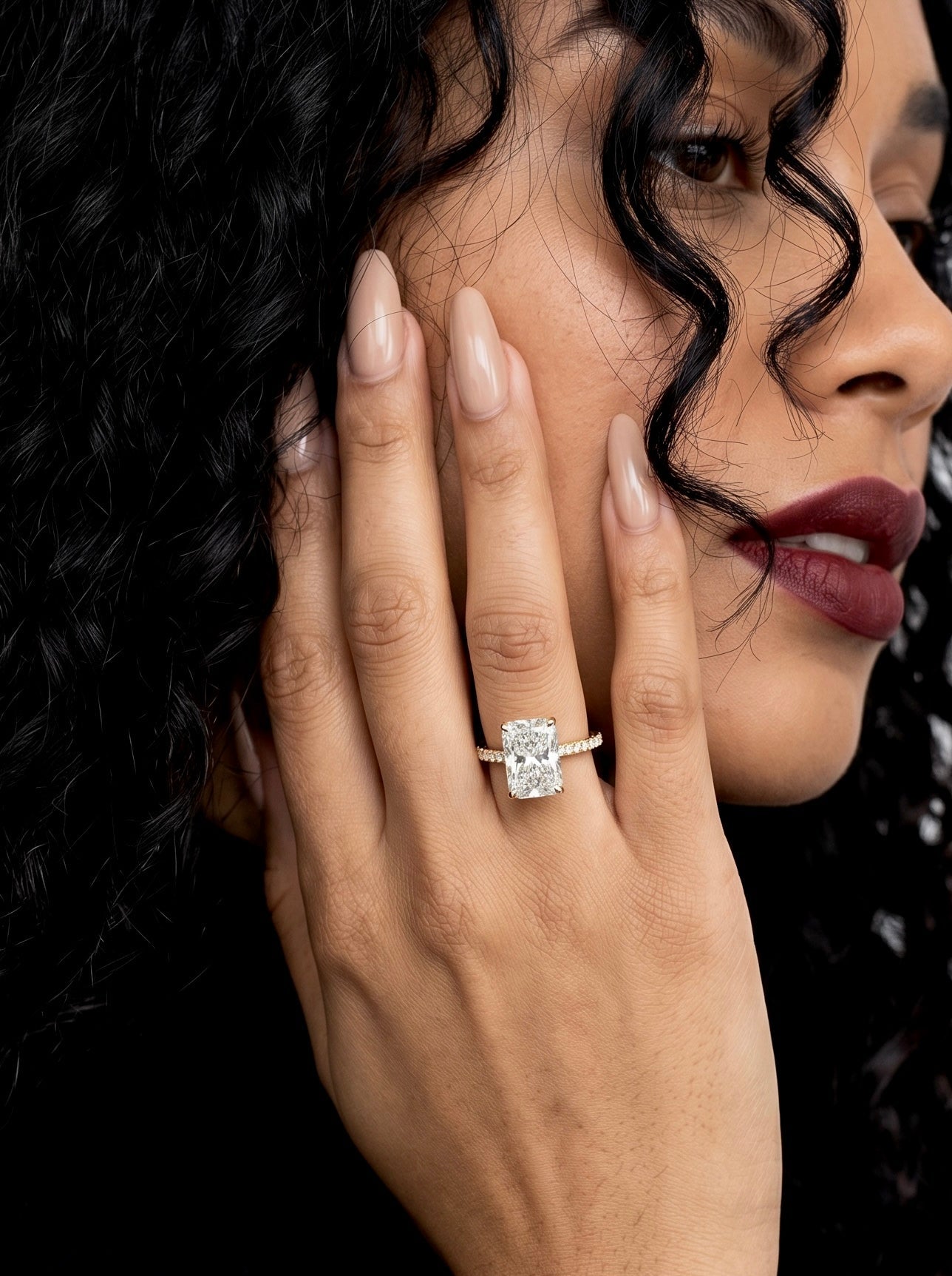 3.0CT Radiant Cut Hidden Halo Pavé Engagement Ring