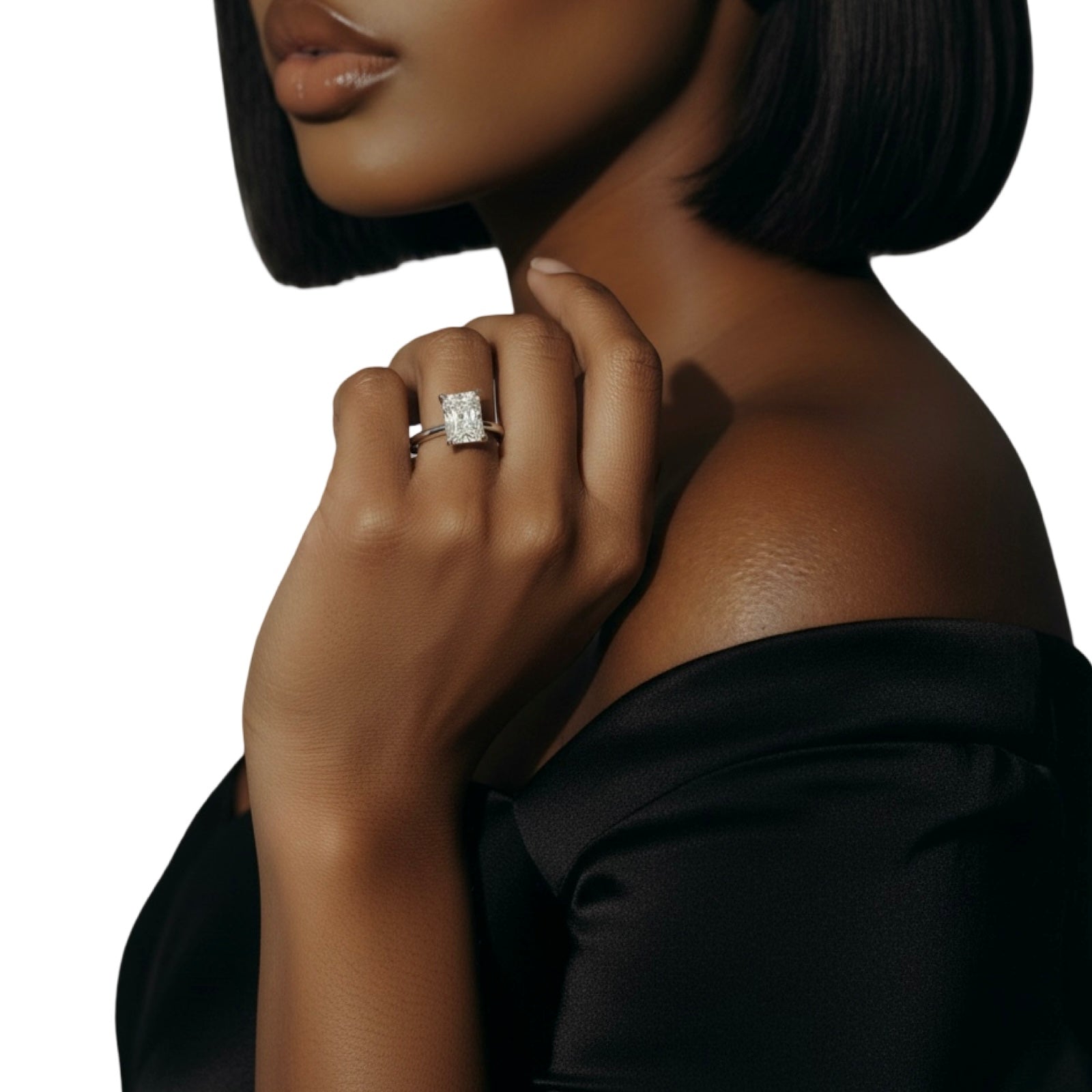 3.0CT Radiant-Cut VVS1 Solitaire Ring - Sterling Silver & White Gold