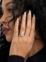 4.0ct Emerald Cut Bezel Ring in 9-18K Yellow Gold