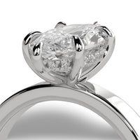 2.0ct Marquise Cut Hidden Halo Solitaire – Sterling Silver & White Gold Edition
