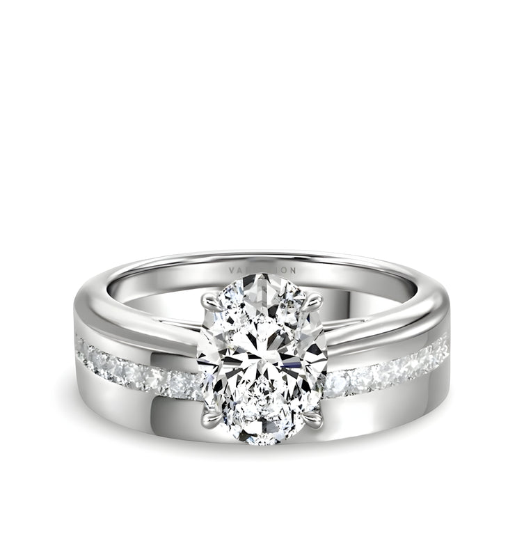 3.0CT OVAL CUT™️ with Silver Band & Channel Set Stones