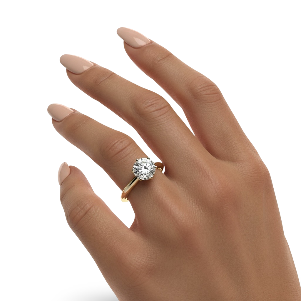 2.0ct Premium Round Brilliant Solitaire Ring – 6-Claw Tiffany Setting | 9K–18K Yellow Gold