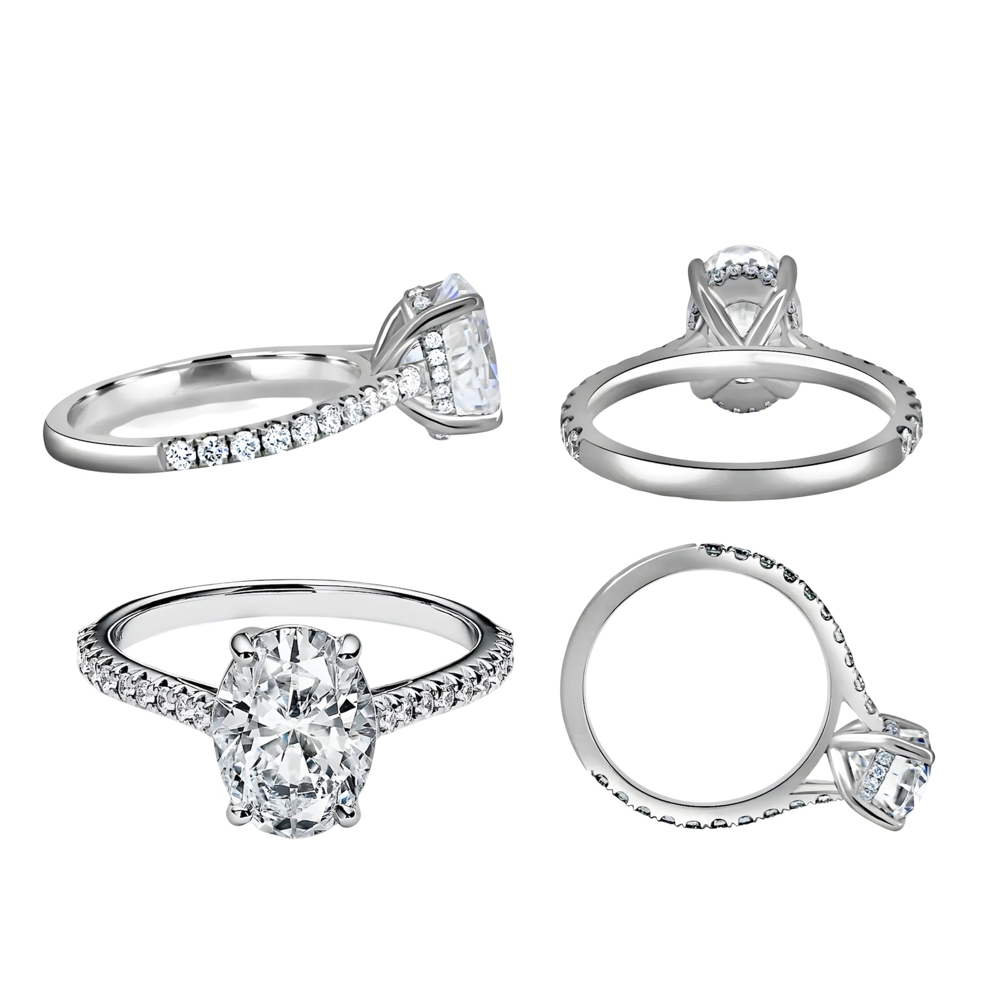 MG OLYSSIA®️ 3.0 CT OVAL CUT PRINCESS RING W/ PAVE BAND - MG ESSENCE