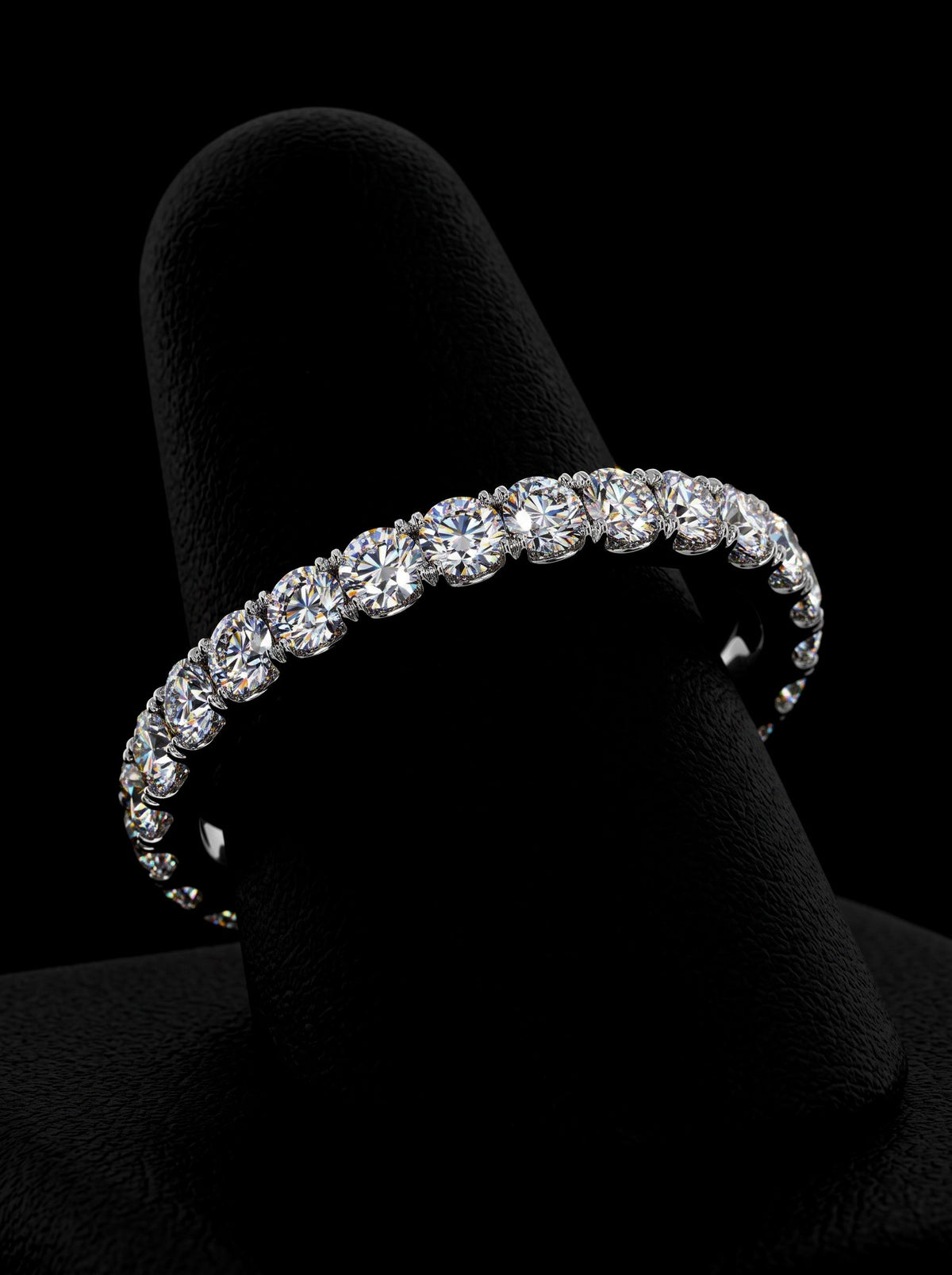 Round Brilliant Half Pavé Band – 0.10ct Stones | Sterling Silver MG ESSENCE
