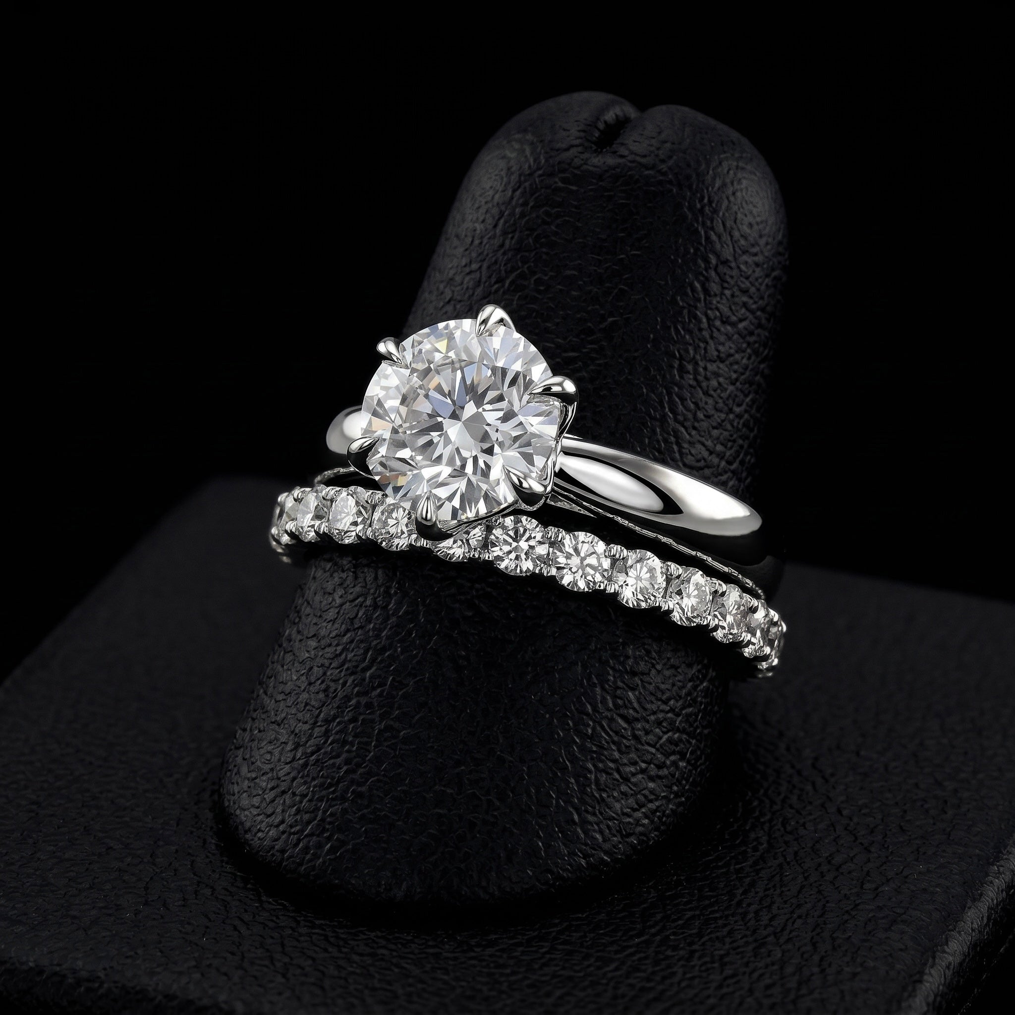 2.0ct Round Brilliant Solitaire with Petal-Style Six-Prong Setting - Sterling Silver & 9-14K White Gold