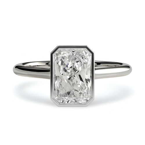 3.0ct Radiant Bezel Ring | Silver / 9-14K White Gold