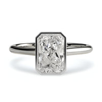 3.0ct Radiant Bezel Ring | Silver / 9-14K White Gold