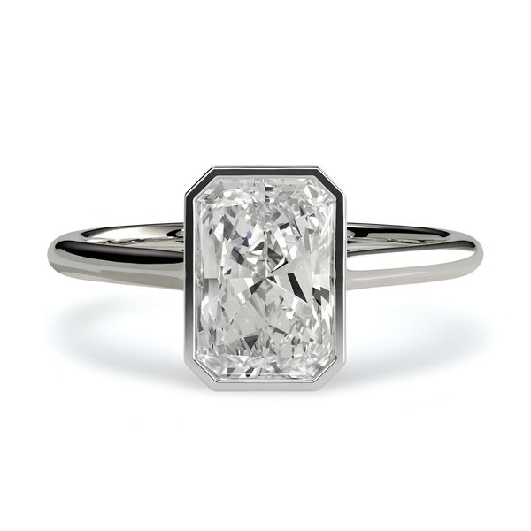 3.0ct Radiant Bezel Ring | Silver / 9-14K White Gold