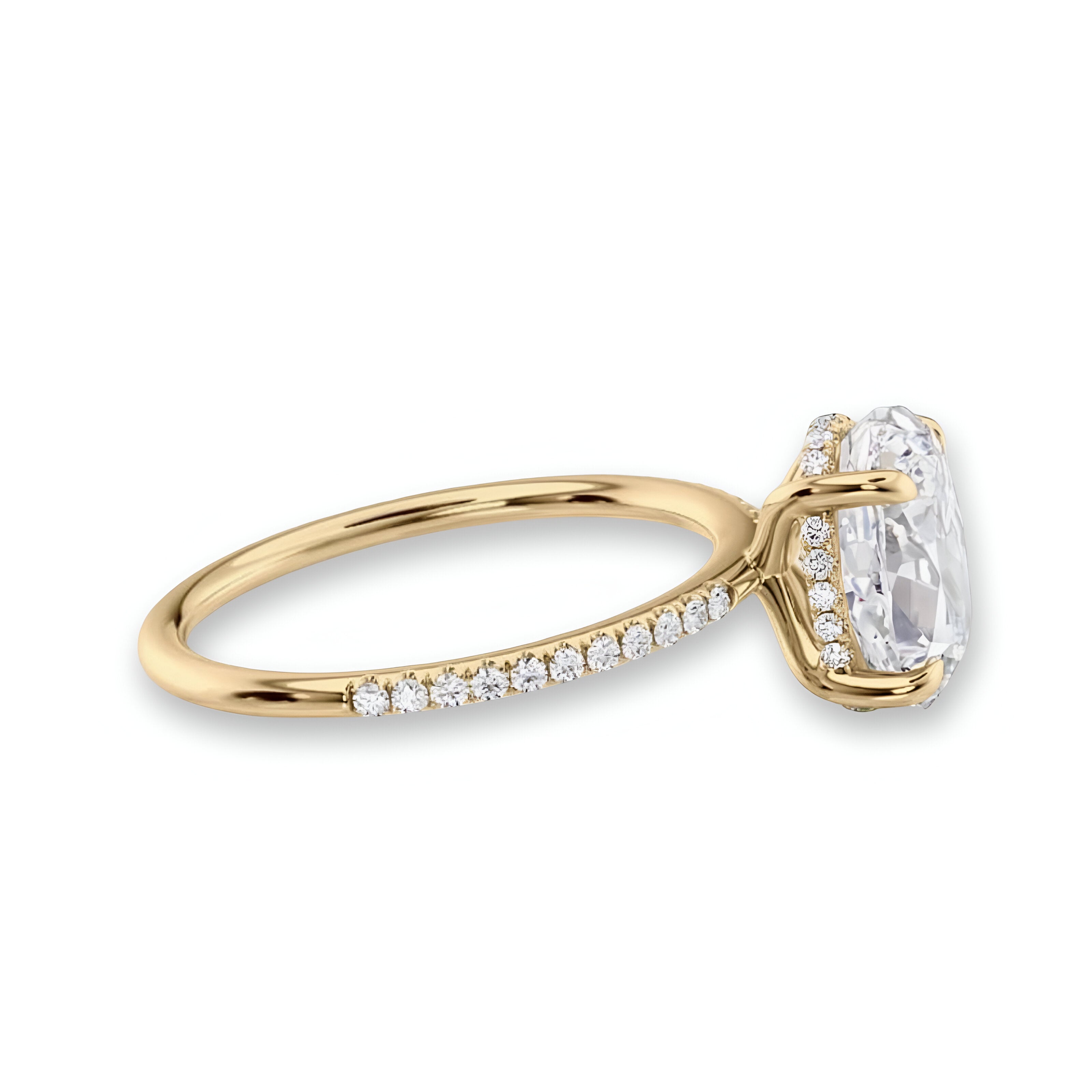 3.0CT Gold Oval Cut Ring W/ Hidden Halo Set in Pavé