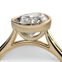 2.0ct Pear Cut Bezel Set Engagement Ring – 9K / 14K / 18K Yellow Gold