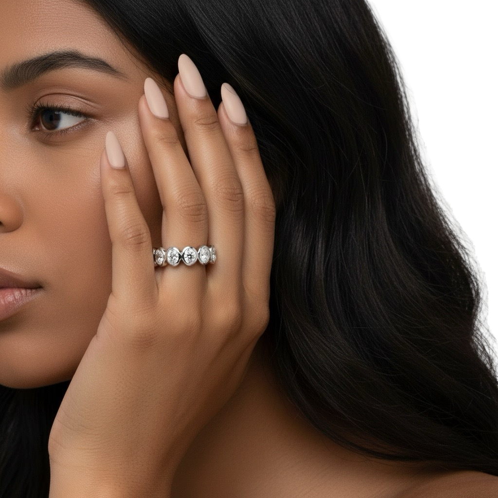 The Oval Bezel Eternity Line Band