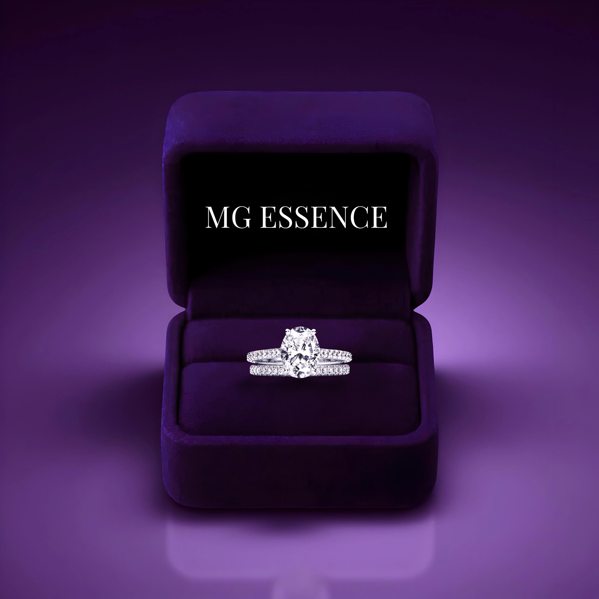 MG OLYSSIA®️ 3.0 CT OVAL CUT PRINCESS RING W/ PAVE BAND MG Essence