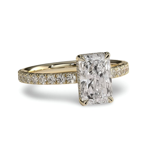 3.0CT Radiant Cut Hidden Halo Pavé Engagement Ring