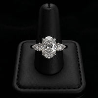 MG AURELIA 3-Stone Oval Cut Ring with Pear Side Stones - Sterling Silver & White Gold