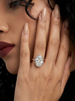 4.0 ct Oval Cut Moissanite Bezel Ring — Sterling Silver & White Gold