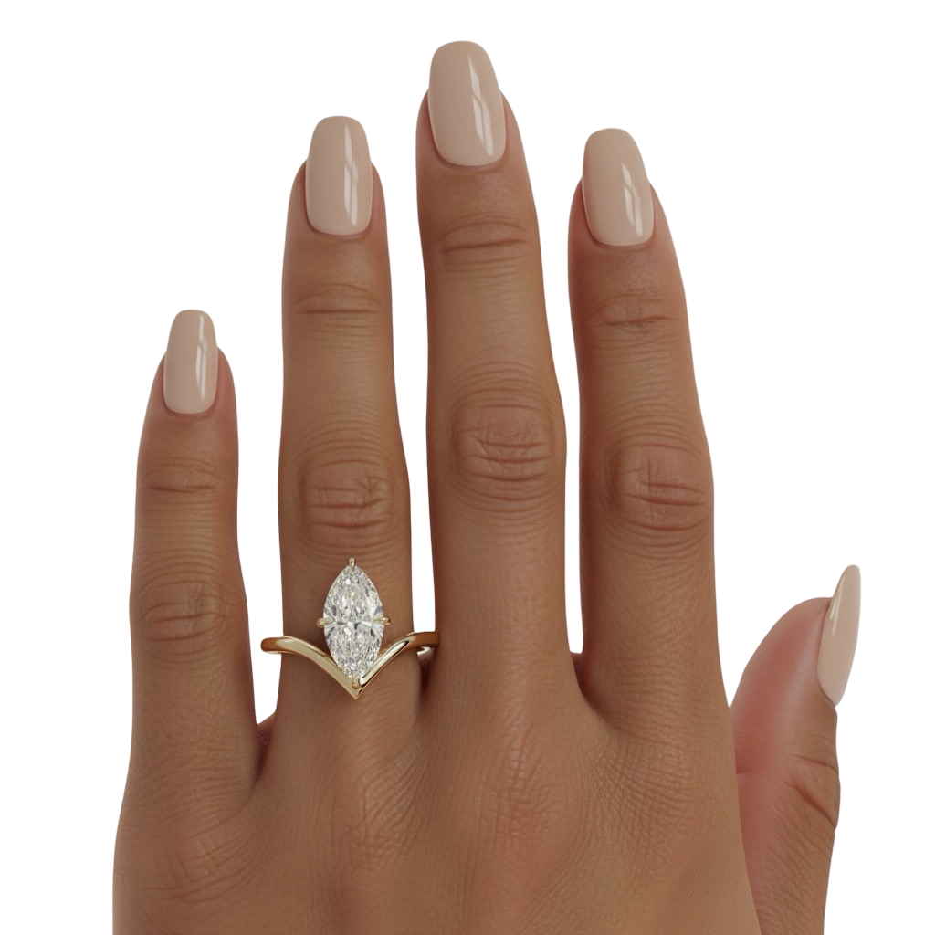 Marquise Cut V-Prong Solitaire Ring