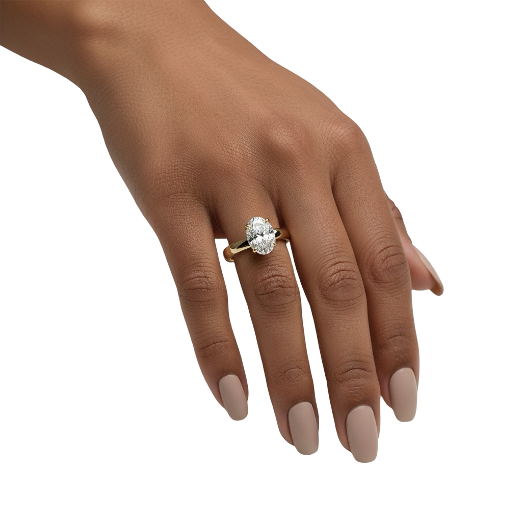 2.0ct Oval Cut Hidden Halo Solitaire Ring – 3.5mm Band