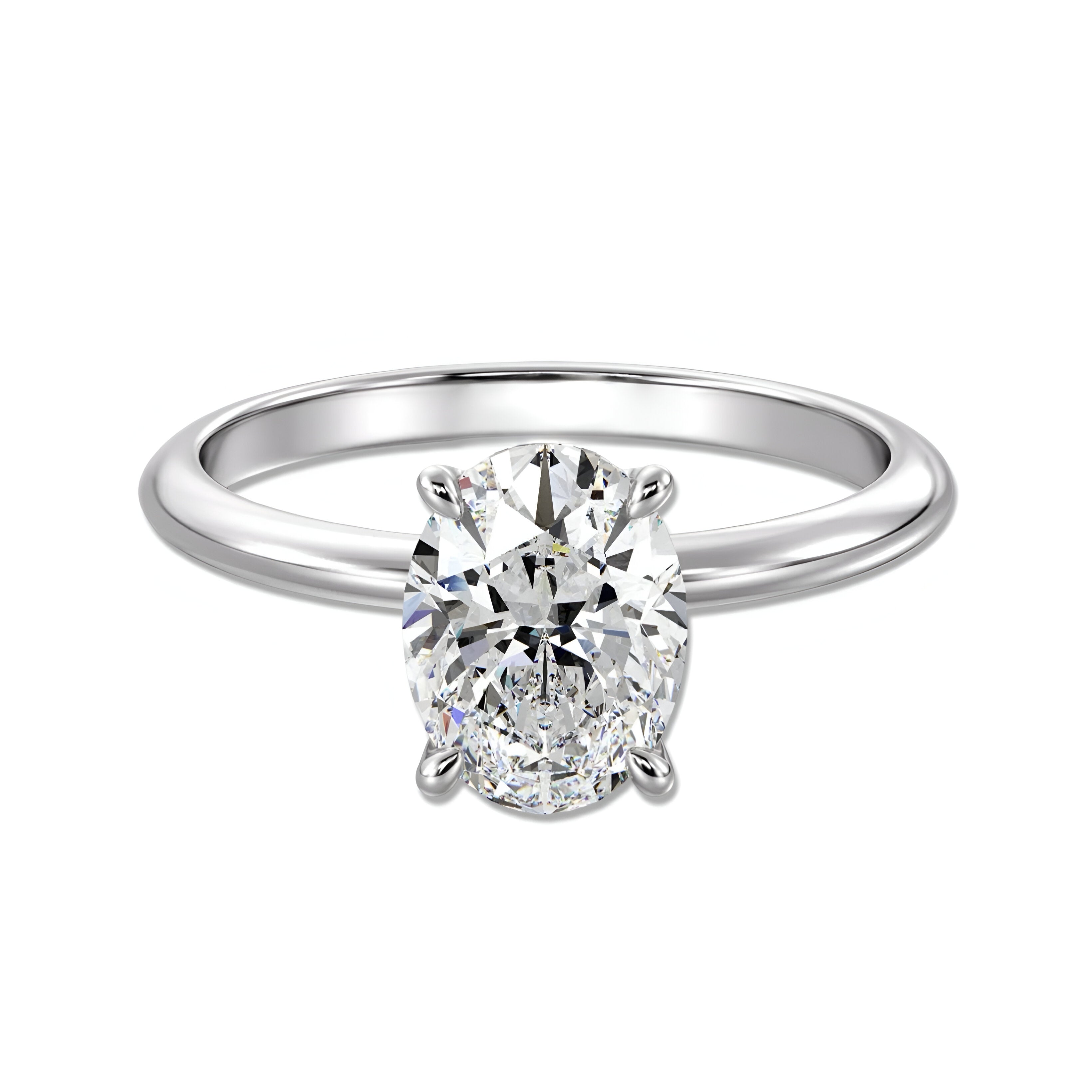 MG Solara™ 3.0ct Oval Solitaire Ring – White Gold (14ct & 18ct)