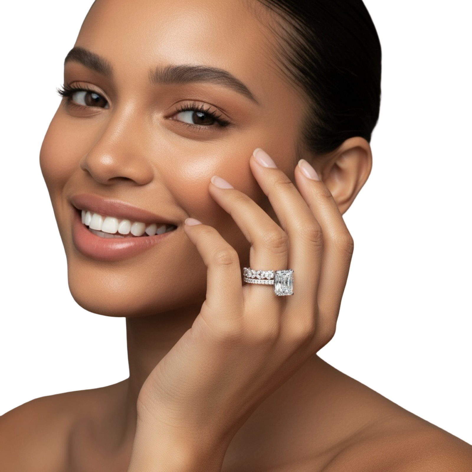 4.0CT RADIANT CUT™️ with Hidden Halo & Additional Mixed Marquise Band