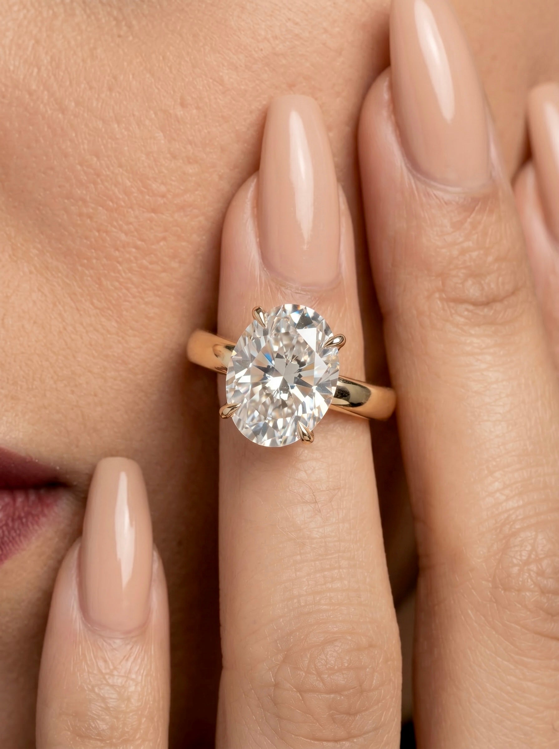 3.0ct Oval Cut Hidden Halo Solitaire Ring – 3.5mm Band