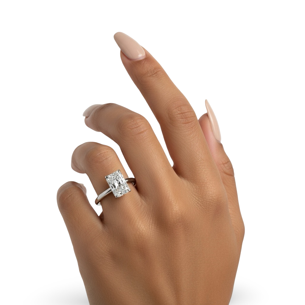 3.0CT Radiant-Cut VVS1 Solitaire Ring - Sterling Silver & White Gold