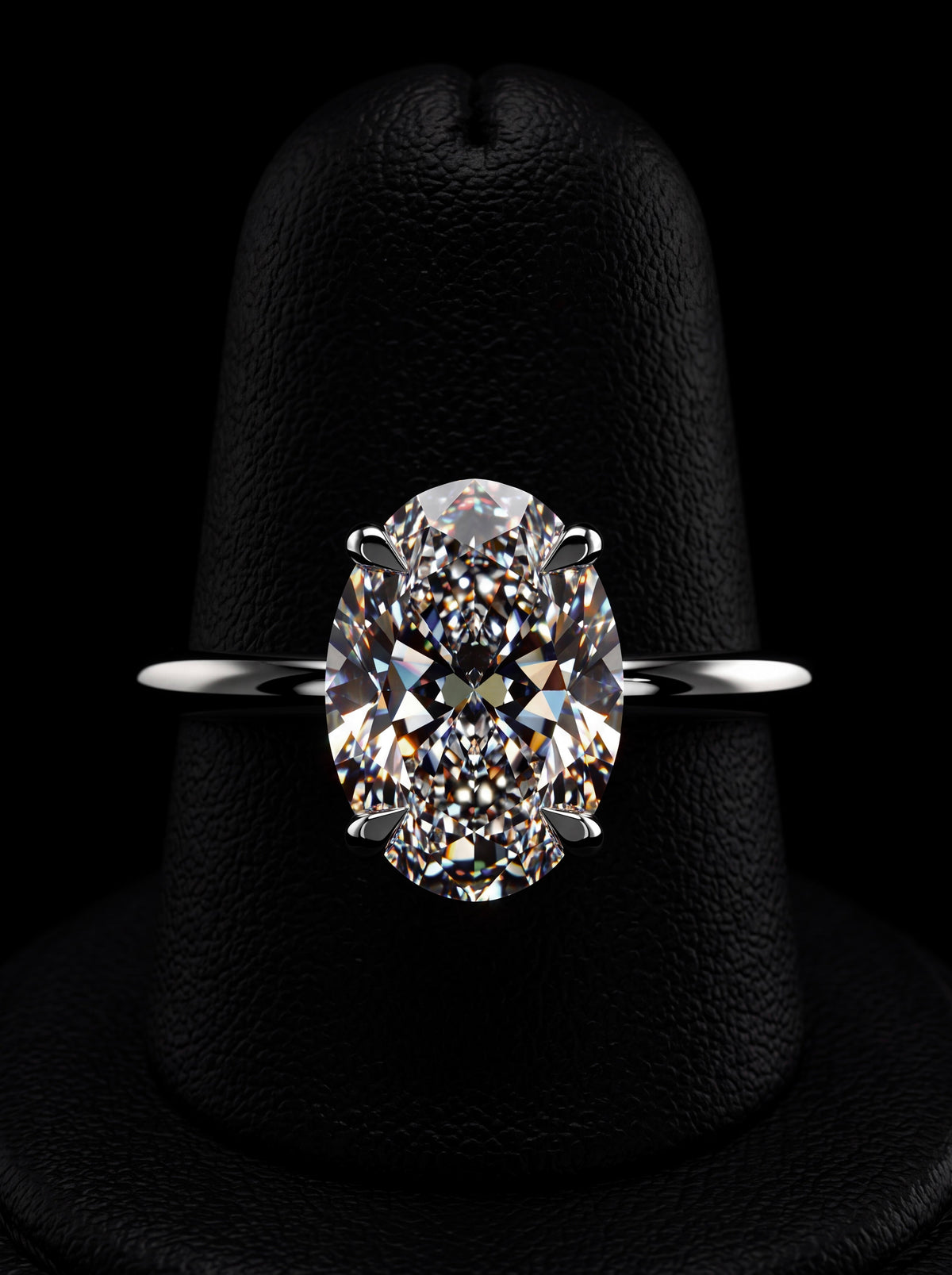 2.0ct Oval-Cut Hidden Halo Solitaire Ring
Four-Claw Setting · Sterling Silver to Solid White Gold MG ESSENCE