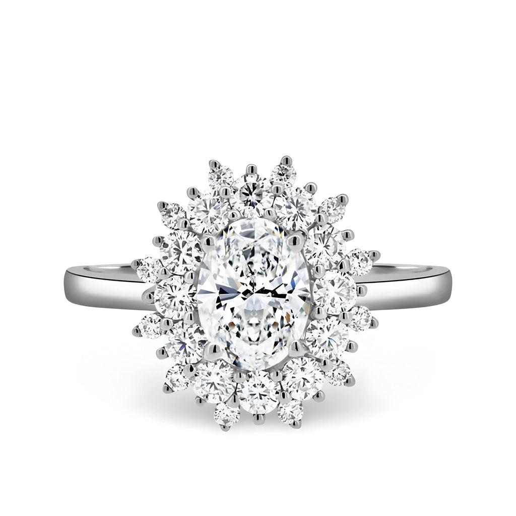 MG SIGNATURE®️ 2.0CT CATHEDRAL OVAL HALO RING - MG ESSENCE
