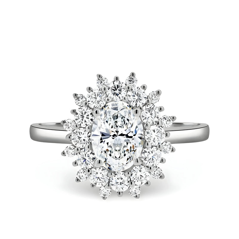 MG SIGNATURE™️ 2.0CT Cathedral Oval Halo Ring - Sterling Silver